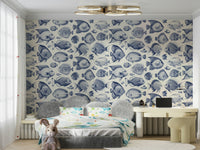 Kid’s room décor wallpaper with whimsical fish types

