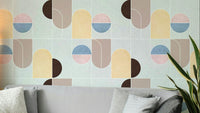 Geometric 08 wallpaper pattern with repeating cubes and diamonds

