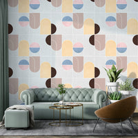 Line‑interlink geometric shapes in modern wallpaper for walls

