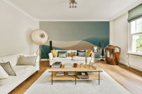 Matte non‑woven mural wallpaper with gentle horizon hues

