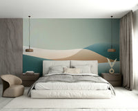 Soft gradient wallpaper for walls blending seafoam to blush

