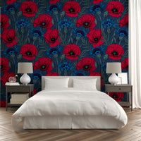 Midnight Garden wall mural wallpaper in living room setup

