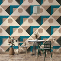 Decorative teal mural with classic mid-century look

