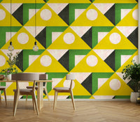 Sunny wall mural with vintage modern elements

