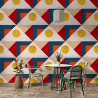Wallpaper for walls in colorful mid-century style

