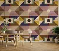 Brown mid-century modern wall mural for cozy homes

