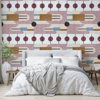 Mural wallpaper with soft geometric earth palette

