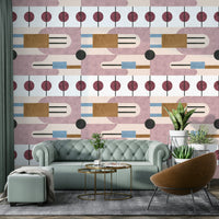 Decorative mural in warm abstract pattern

