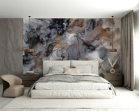 Close-up of dramatic Gilded Smoke mural design

