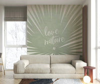Serene Love Nature wall mural with green foliage

