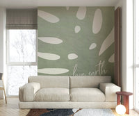 Green botanical Love Earth mural for eco-conscious homes

