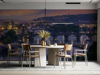 Evening view over the Vltava bridges in Prague mural

