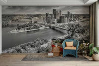 Urban Pittsburgh mural with Duquesne Incline design


