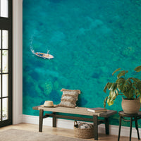 Crystal clear turquoise beach wall art design

