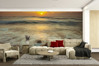 Serene sky and waves mural artwork


