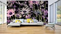 Elegant wall mural capturing the beauty of wildflowers

