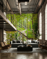 Soft sunlight through trees creating a warm, inviting vibe

