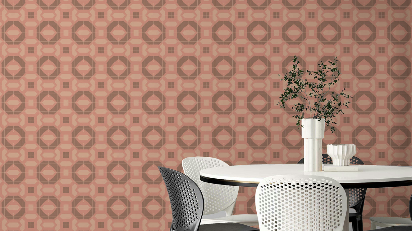 Siena Tiles Retro Terracotta Wallpaper with vintage tile design

