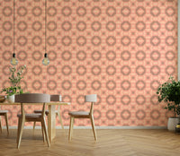 Close-up of intricate retro tile pattern in terracotta hues

