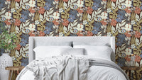 Retro Garden Reverie Wallpaper with vibrant floral patterns

