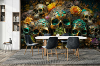 Golden Skulls wall mural perfect for bedrooms or living rooms


