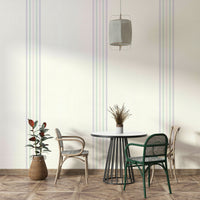 Vertical lines in mint, peach, and lavender
