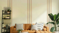 Muted stripe wallpaper in clay and sand
