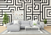 Graphic line mural for modern interiors

