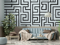 Contemporary black and white wall mural

