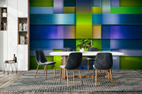 Abstract wall mural with sharp lines
