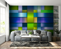 Blue, green, and violet color blocks
