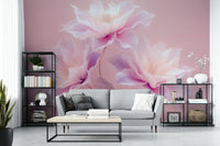 Delicate floral mural with airy petals
