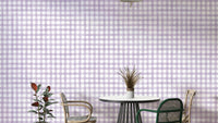 Violet and beige checkered wall wallpaper
