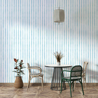 Calming baby blue stripe wall design
