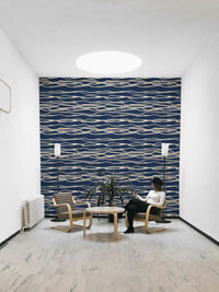 Calm flowing lines in blue and white
