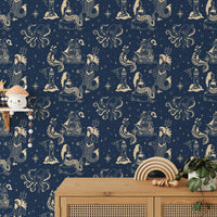 Inked sea creature design in blue tones
