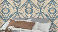 Folk Bloom Radiance Dusty Blue wallpaper design

