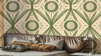 Folk Bloom Radiance Olive Green wallpaper design
