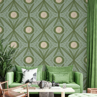 Nature-inspired wallpaper in sage and olive
