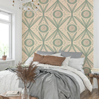 Peaceful room styled with cottagecore wallpaper

