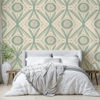 Light cottage room with floral wall mural

