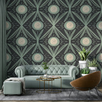 Close-up of rustic flower print wallpaper

