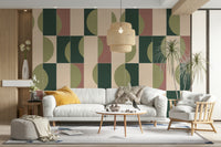 Geometric tile pattern with nature-inspired elements

