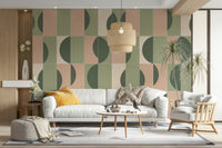 Geometric tile pattern with nature-inspired elements

