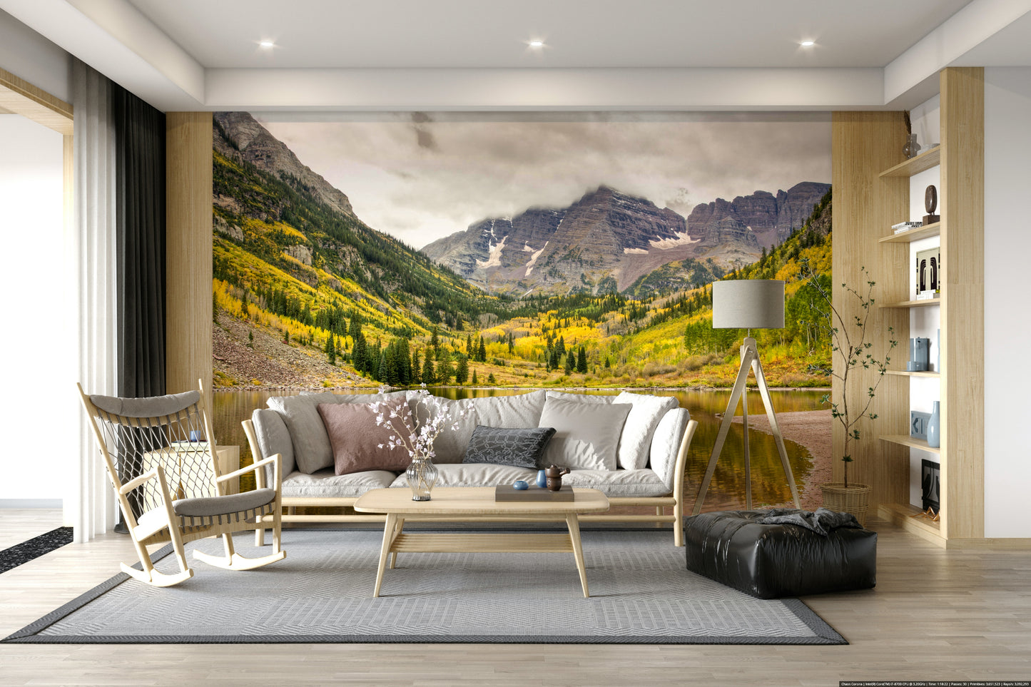 Autumn's Palette: A Mountain Lake Wall Mural
