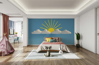 Bright blue sky and fluffy clouds transforming your space into a peaceful retreat

