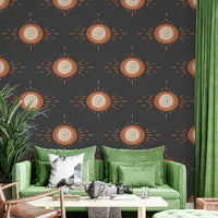 Folk Bloom Light Terracotta Charcoal wallpaper creating a balanced atmosphere

