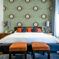 Scandinavian floral design in soft sage and light charcoal tones

