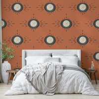 Elegant terracotta and charcoal floral wallpaper for contemporary interiors

