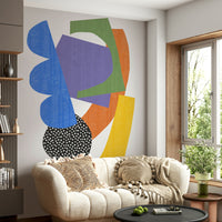 Bold and colorful mural for living rooms or creative spaces

